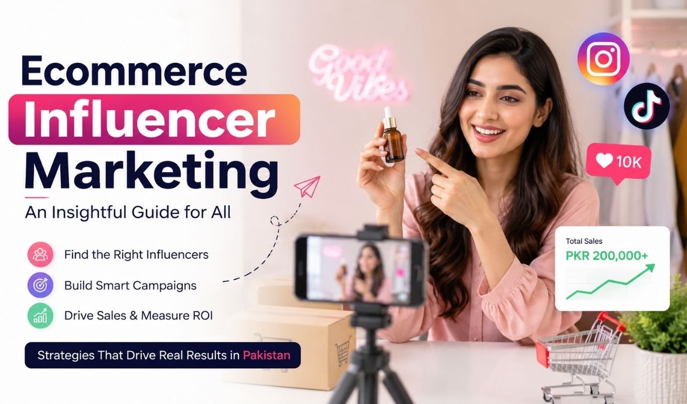 Ecommerce influencer marketing strategy featuring a Pakistani social media creator, product promotion, and sales growth